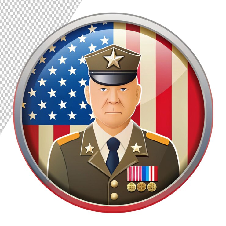 PSD veteran icon vector isolated on transparent background