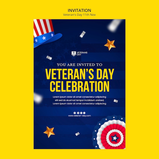 PSD veteran's day celebration invitation template