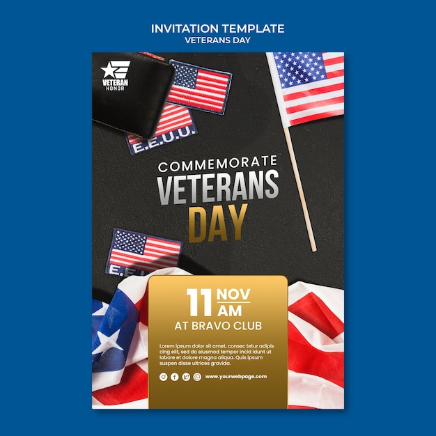 PSD veteran's day invitation template