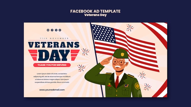 PSD modello facebook per la celebrazione del giorno dei veterani