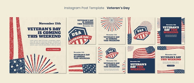 PSD post su instagram per la celebrazione del giorno dei veterani