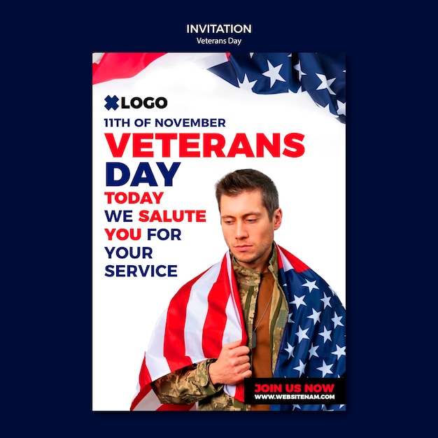 Veterans day celebration invitation template