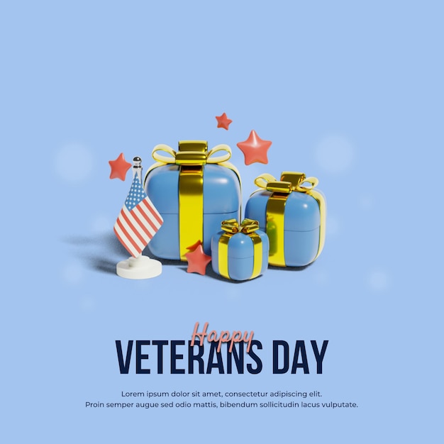 Veterans day concept with 3d element