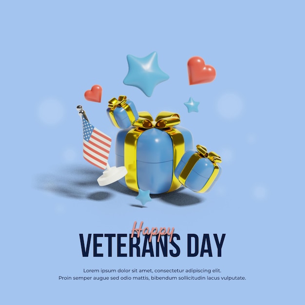 Veterans day concept with 3d element