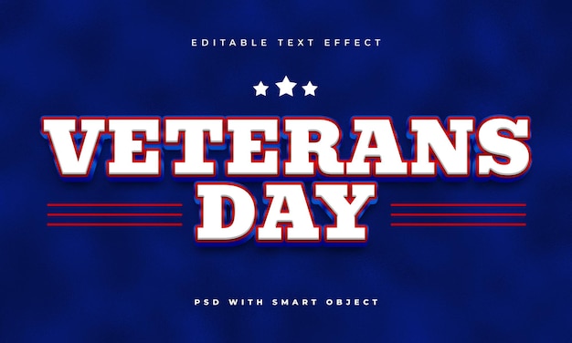 PSD veterans day editable text effect template