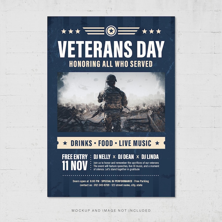 PSD veterans day flyer template for military army america v4 in photoshop psd