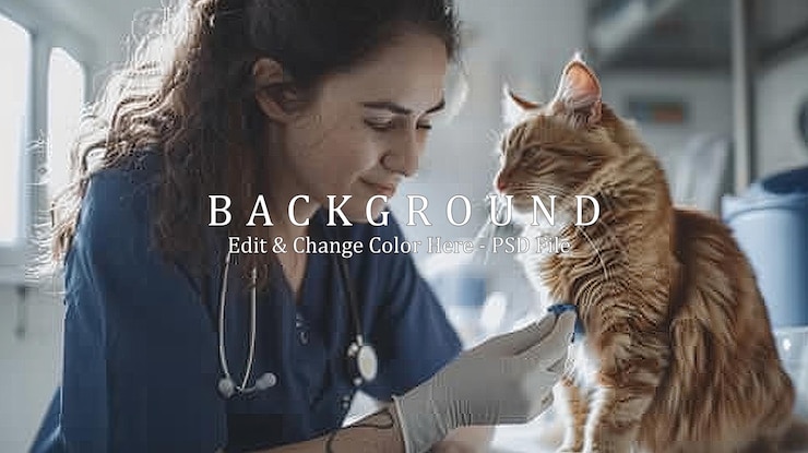 PSD veterinarian examining a ginger cat