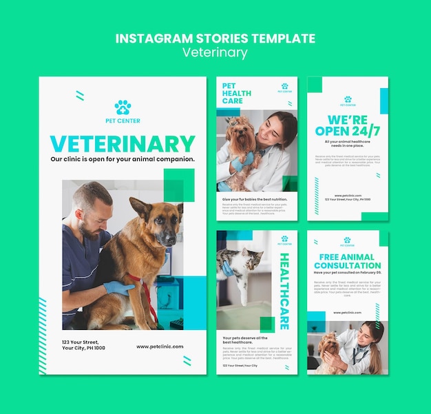 Modello di storie instagram annuncio veterinario