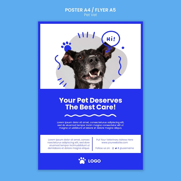 Veterinary clinic vertical flyer template