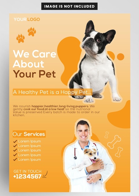 PSD veterinary pet care instagram banner flyer ontwerp