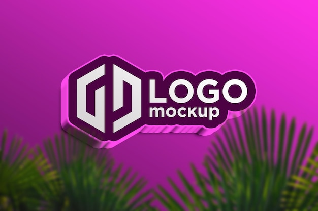 Vetrode roze logo mockup 3D teken mockup sjabloon