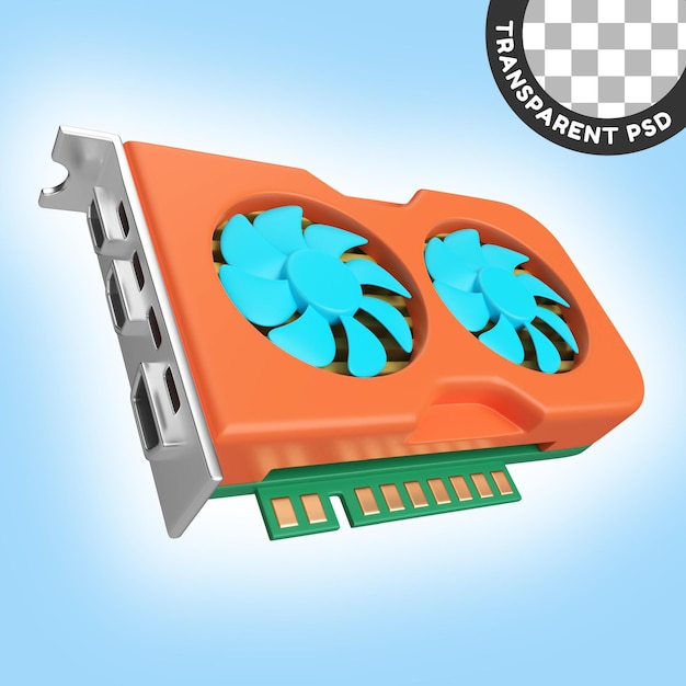 PSD Иконка vga card 3d