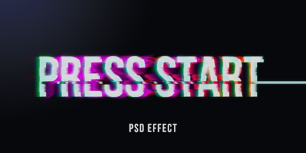 VHS glitch text effect mockup