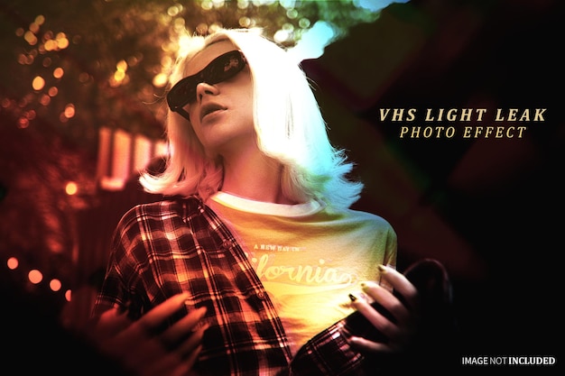 vhs light leak photo effect psd