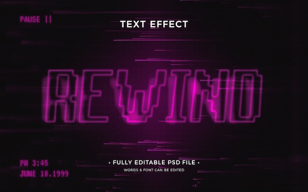 PSD vhs tapetext effect