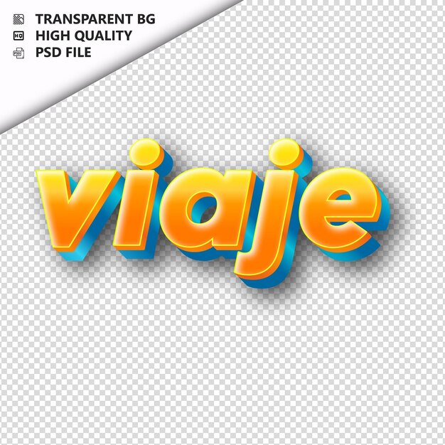 PSD viaje made from orange text with shadow transparent isolated