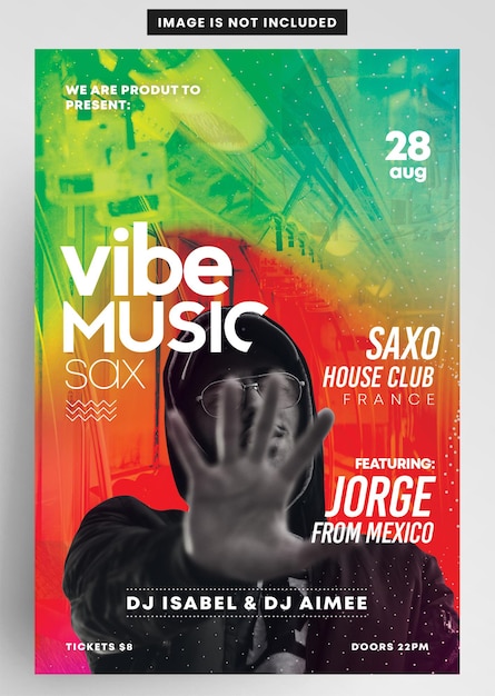 PSD vibe musical sax performance event flyer template