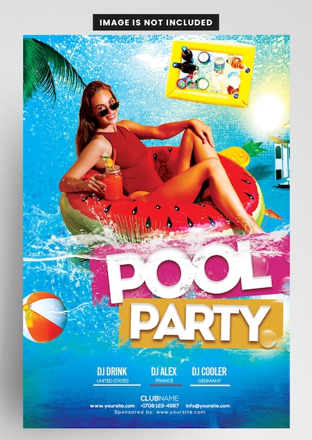 PSD vibe summer party flyer design pool