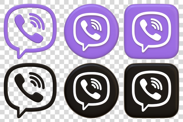 Viber Logos in Various Colors and Styles 3D render illustration