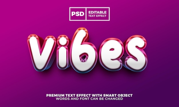 Vibes 3d bewerkbaar teksteffect