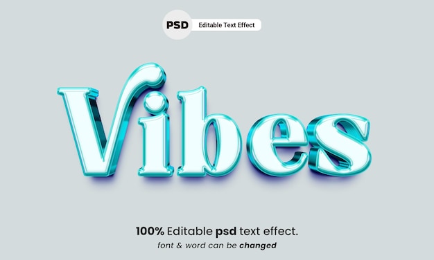 Vibes 3d 편집 가능한 텍스트 효과 Psd 텍스트 효과