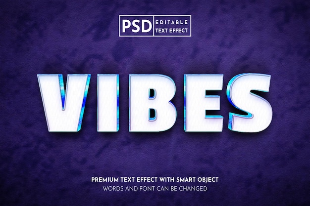편집 가능한 텍스트 효과가 있는 Vibes 3D