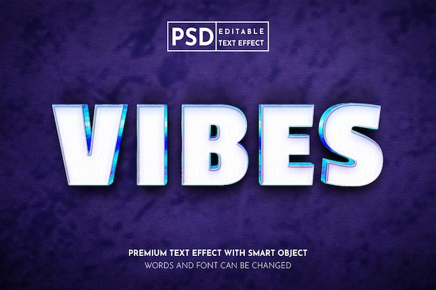 PSD vibes 3d with editable text effect