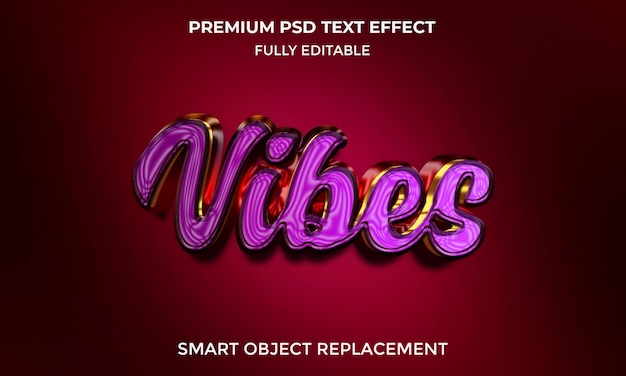 Vibes редактируемые стили 3d-текстовых эффектов