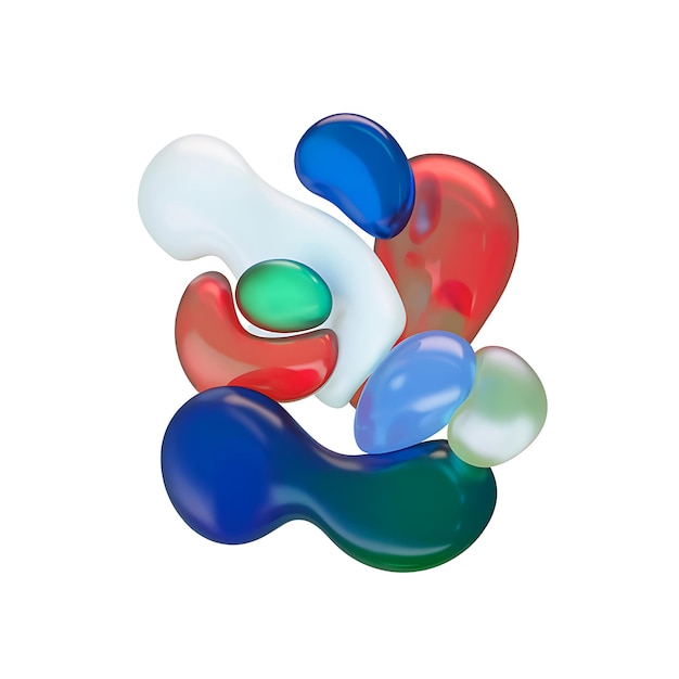 vibrant 3d droplets in amorphous shapes and colors