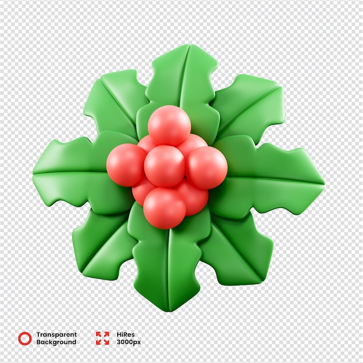 PSD vibrant 3d mistletoe icon perfect for christmas graphic needs