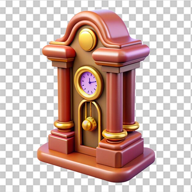 vibrant 3d plasticstyle icon of an antique grandfather clock with ornate details
