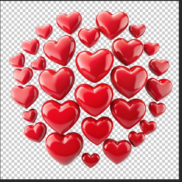 vibrant 3d red heart png elements set isolated on clean white background for designs