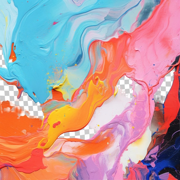 Vibrant Art verf van oranje en elektrisch blauw op witte achtergrond