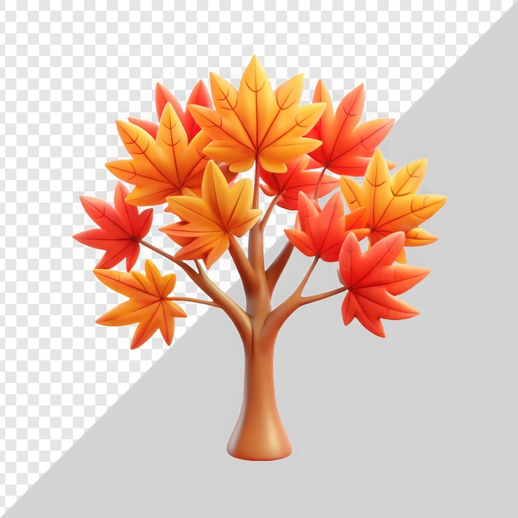 PSD vibrant autumn tree showcasing bright orange and red leaves of fall foliage beauty