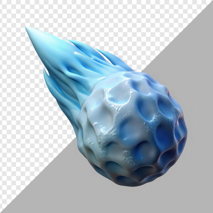 PSD vibrant blue comet embodying motion and energy in a cosmic scene