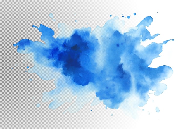 Vibrant Blue Watercolor Splash on Transparent Background
