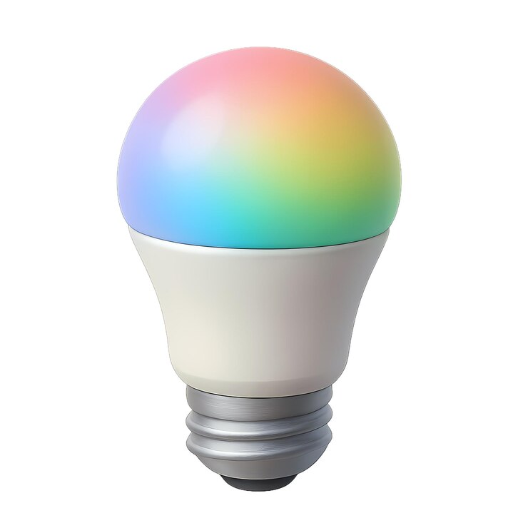 PSD vibrant color-changing smart led light bulb - realistic 3d render