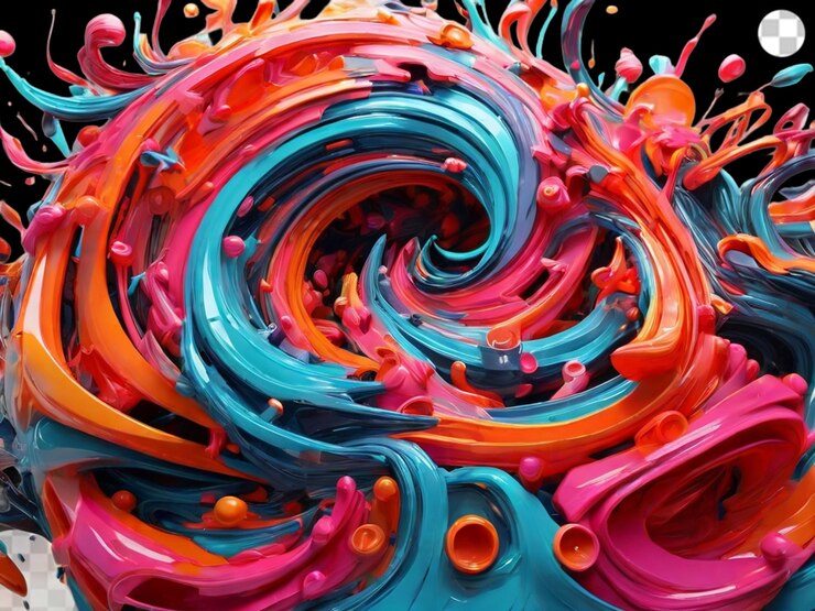 PSD vibrant color swirling in futuristic png transparent