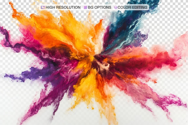 vibrant colored powder explosion on white background