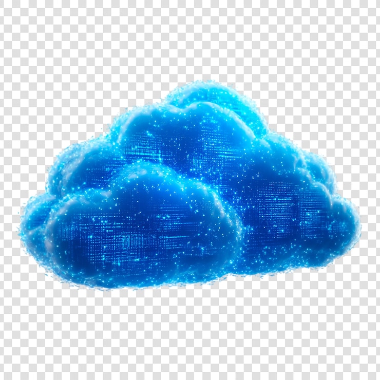 PSD a vibrant digital cloud computing concept on a transparent background