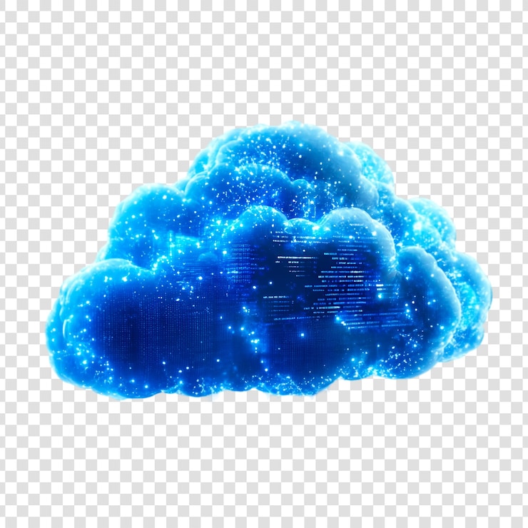 PSD a vibrant digital cloud computing concept on a transparent background