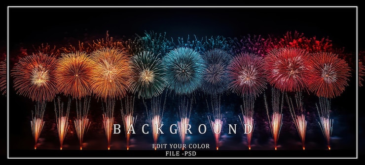 PSD a vibrant display of fireworks exploding in the night sky creat