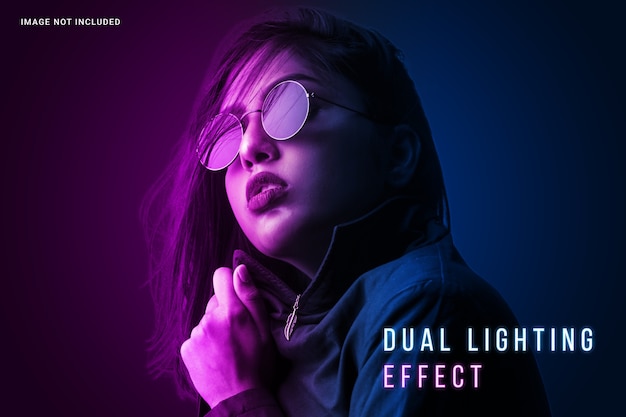 PSD vibrant dual lighting photo effect template