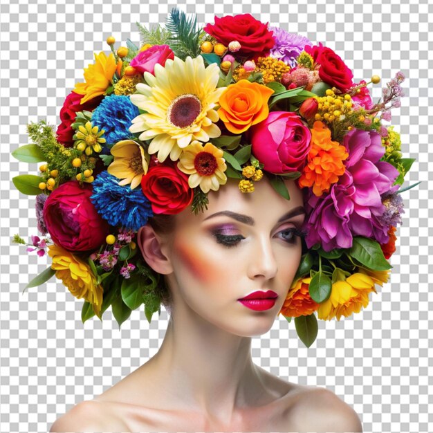 PSD vibrant floral headdress on transparent background