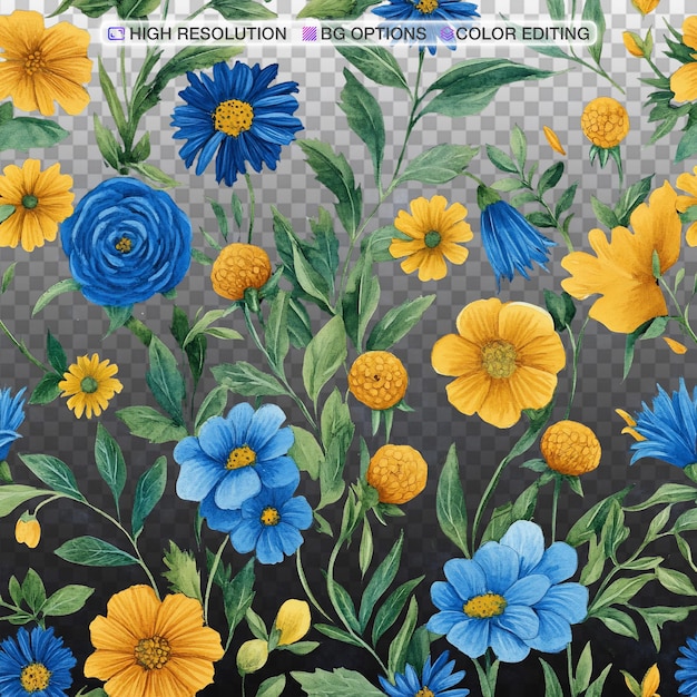 Vibrant Floral Pattern in Antique Woodblock Style