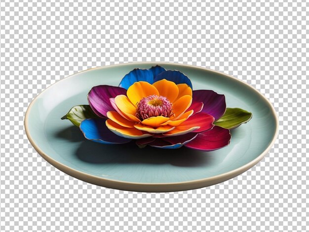 Vibrant flower bloom in the center of the plate