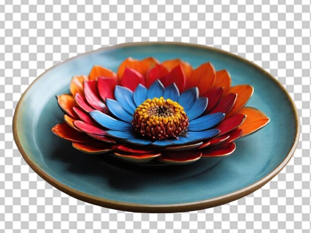 PSD vibrant flower bloom in the center of the plate