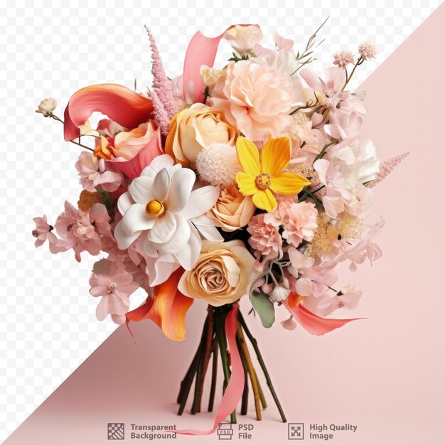 PSD vibrant flowers arranged together alone on transparent background