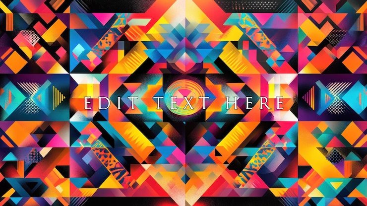 PSD vibrant geometric pattern with symmetrical design colorful triangles and bold shapes