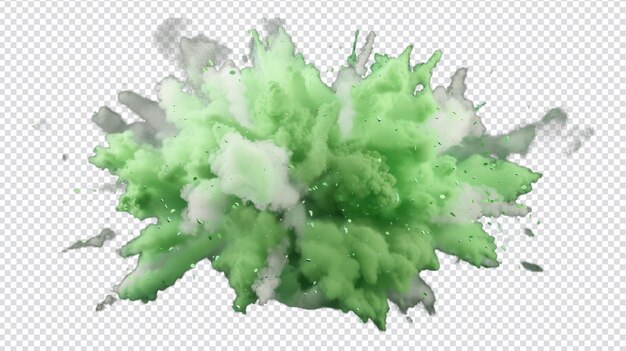 vibrant green explosion effect isolated on a transparent background for creative projects and graphic design use